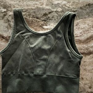 Ribbed Olive Sports Bra